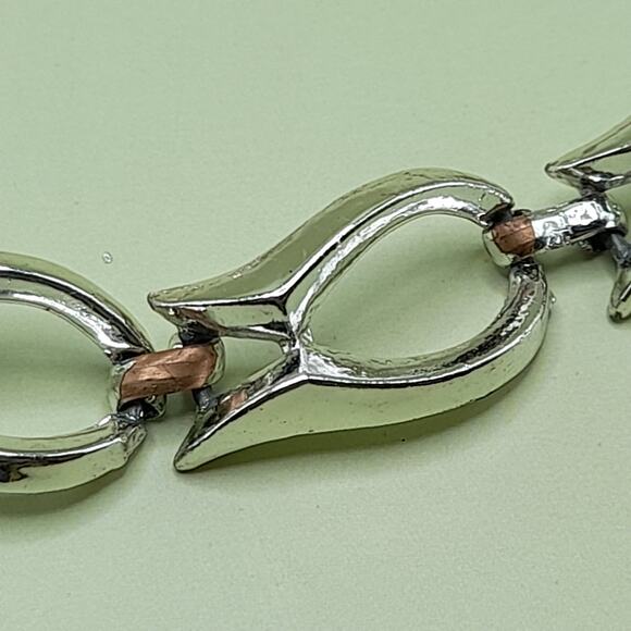 Vintage Silver Tone Oval Link Choker Necklace, 16 Inches, 1950s - Picture 12 of 12